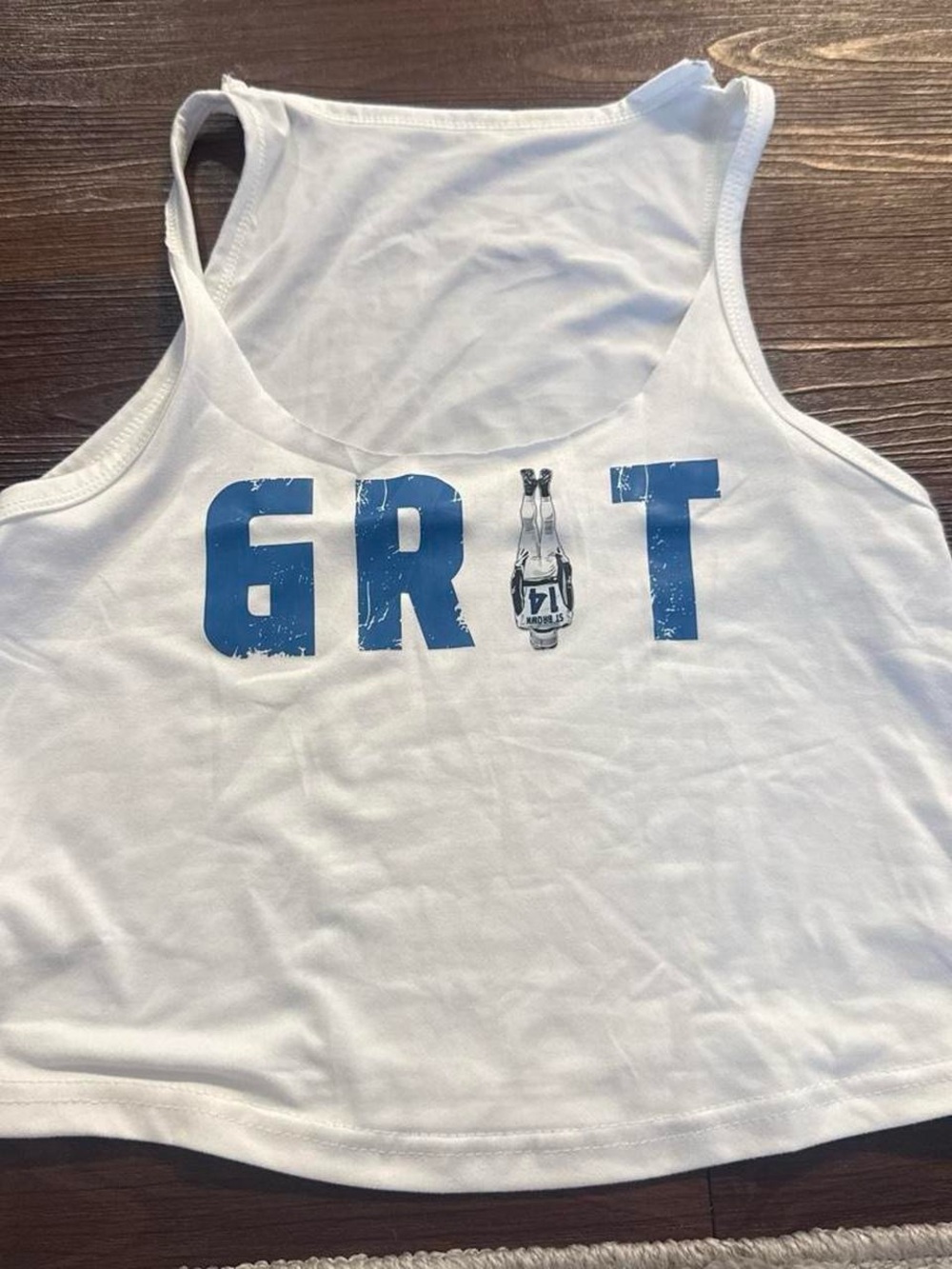 Detroit lions White Grit Graphic Racerback Tank Top - Unbranded